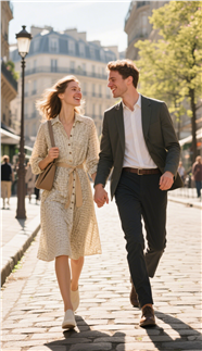 欧美街头街拍情侣手牵手逛街图片