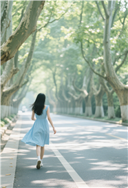 南京街头治愈系美女背影写真图片