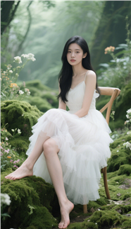 时尚摄影风格白色蓬松长裙婚纱美女图片