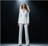 欧美时尚白色西装套装美女写真图片