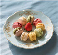 五颜六色马卡龙点心摆盘图片