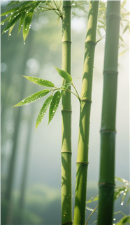 绿色清新雨后青竹摄影图片