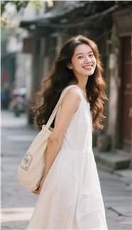 夏日街头文艺风美女写真摄影图片