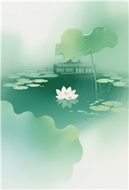 绿色渐变色古风荷塘摄影图片