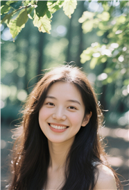 电影质感小清新树林美女写真图片