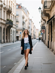 欧美街头街头牛仔短裤美女图片