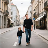 欧美父子街头街拍摄影图片