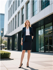 站在商务建筑前的职场美女图片