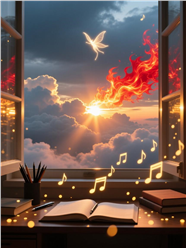 日暮黄昏窗台美景设计图片