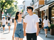 夏日街头逛街情侣街拍图片