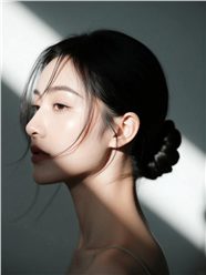 光影艺术侧颜美女写真摄影图片