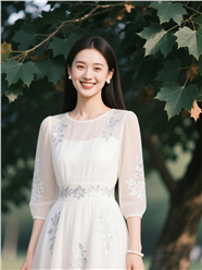 玉貌凝脂白色连衣裙美女写真图片