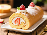 美味草莓瑞士卷蛋糕图片