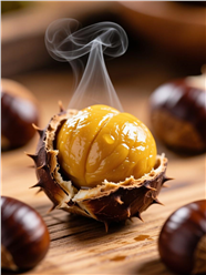 金黄饱满的烤板栗图片