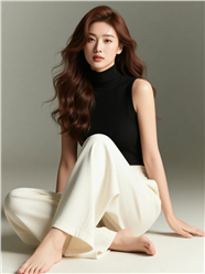 亚洲茶色卷发美女写真图片