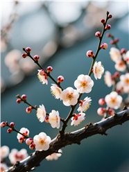 梅花绽放枝头微距特写摄影图片