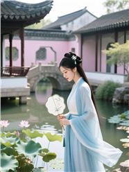 江南园林古风美女写真摄影图片
