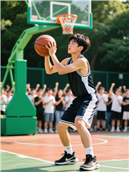 篮球场帅哥打篮球摄影图片