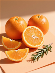 新鲜橙子切开切瓣摄影图片