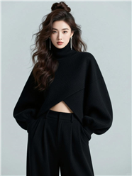 卷发高丸子头美女写真图片