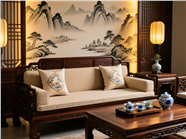 新中式风格实木沙发长椅图片