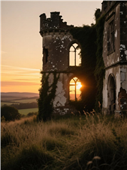 欧式城堡废墟复古胶片摄影图片