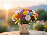 小清新五颜六色小盆栽图片