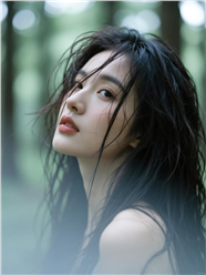 树林凌乱美女孩摄影图片