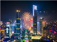 城市摩天顶楼烟花夜景图片