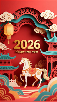 抽象剪纸风格马年海报图片