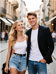 欧美街头时尚情侣图片