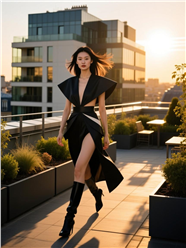 露天走秀的模特美女图片