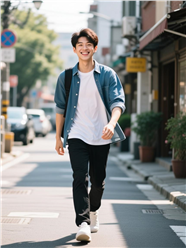 街头帅气阳光少年摄影图片