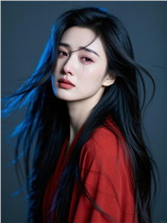 伤感红衣美女摄影图片