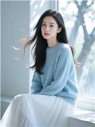 长发飘逸冷白皮少女美女写真图片