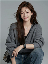 灰色针织外套美女摄影图片