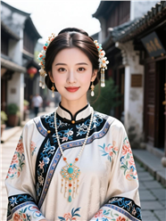 古镇街头古风写真美女摄影图片