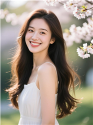 春日氛围感白色连衣裙美女写真图片