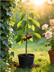 一棵盆栽车厘子树苗图片