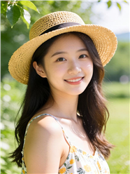 夏日戴帽吊带衫美女写真图片