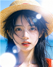 夏日戴着草帽的美女图片