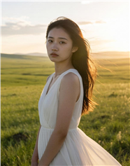 文艺破碎感白色连衣裙美女图片