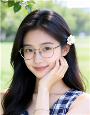 带着眼镜的甜美女孩图片