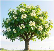 春天绿色开花树木图片