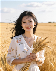 秋天风吹麦浪美女写真摄影图片