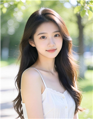 性感可人长卷发白色吊带衫美女写真图片