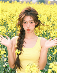 超高颜值少女美女油菜花海写真图片