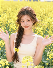 金色油菜花地甜美女生写真图片
