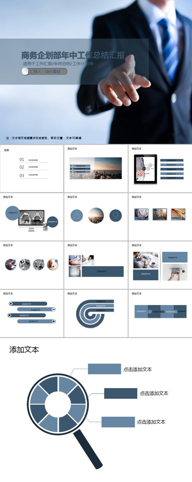 商务企划部年中工作总结汇报PPT模板