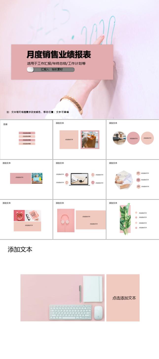 月度销售业绩报表PPT模板